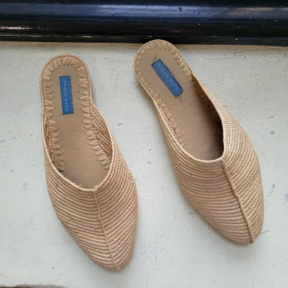 Proud Mary Raffia Women's Slip-On Sandals EUC 8. Coastal Boho Minimalist - Picture 1 of 9